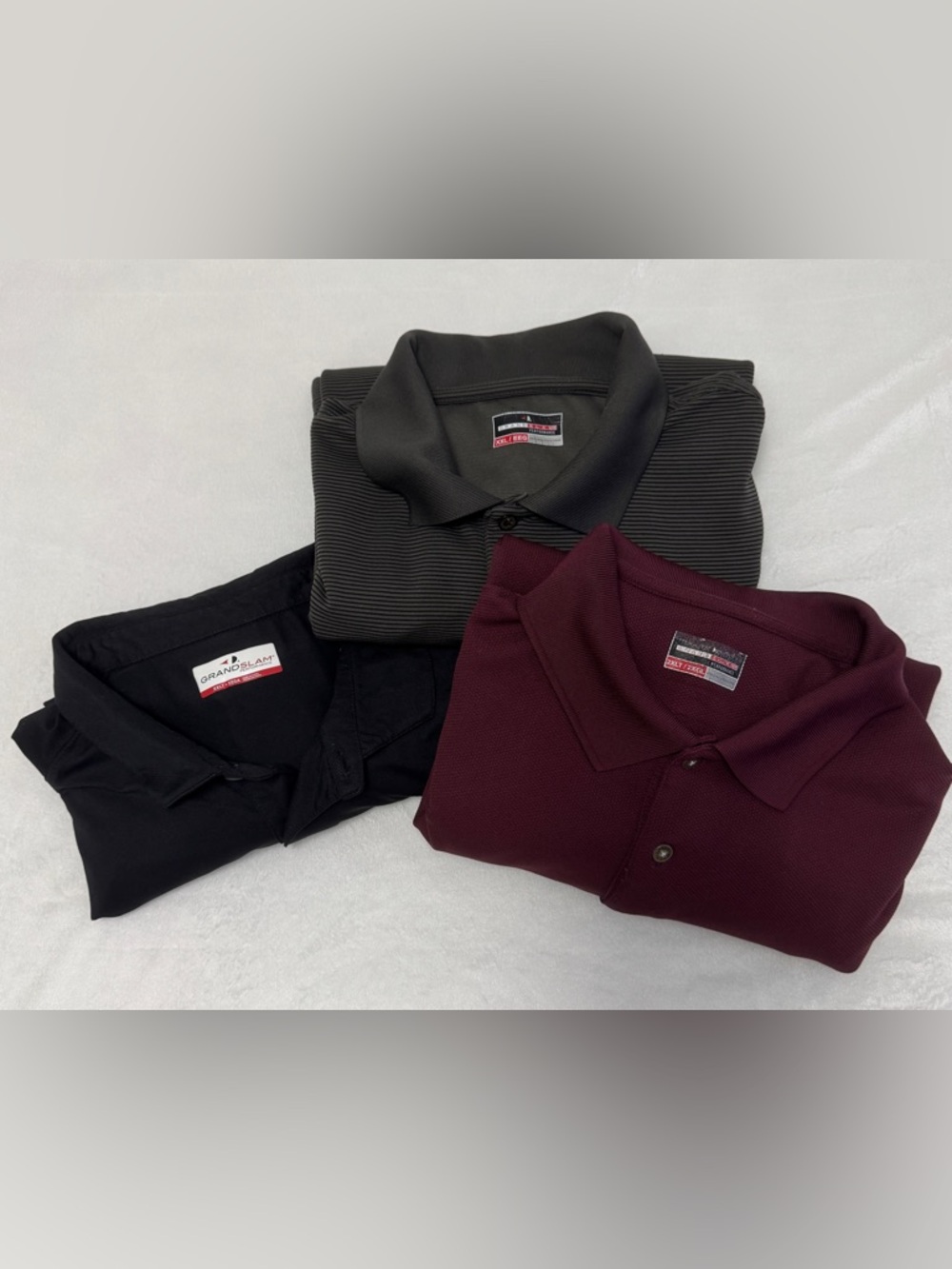 Grand Slam Men's Burgundy, Black, and Gray Polo Long Sleeve Bundle